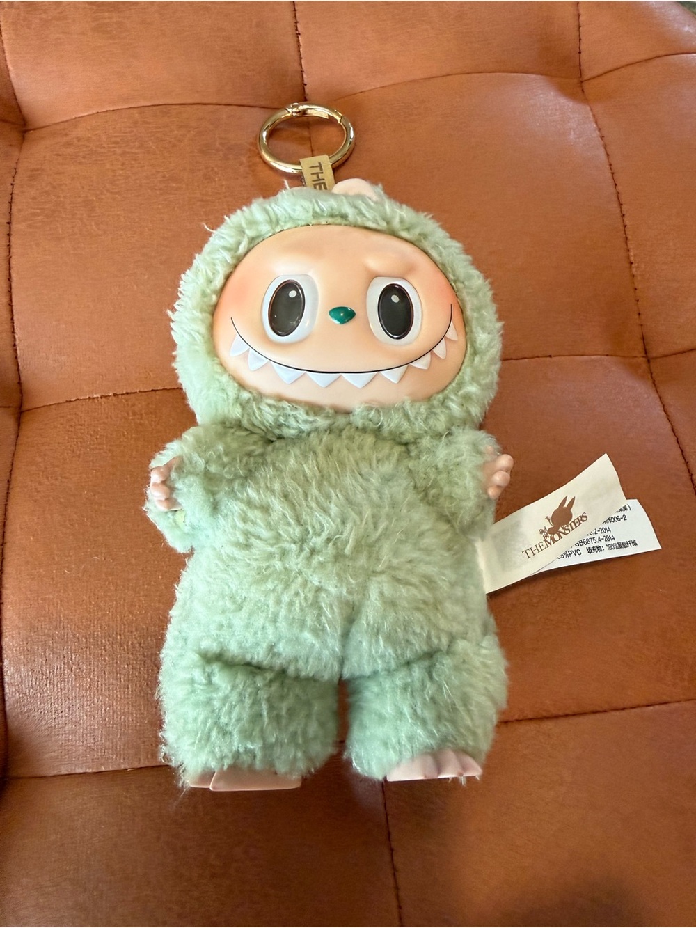 Labubu The Monsters Mint Green Fuzzy Plush Keychain by The Monsters Co.
